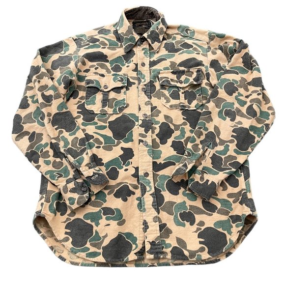 Vtg. Eddie Bauer Men's Camo Flannel Button Up LS Shirt Made in USA, Size L - Picture 1 of 6
